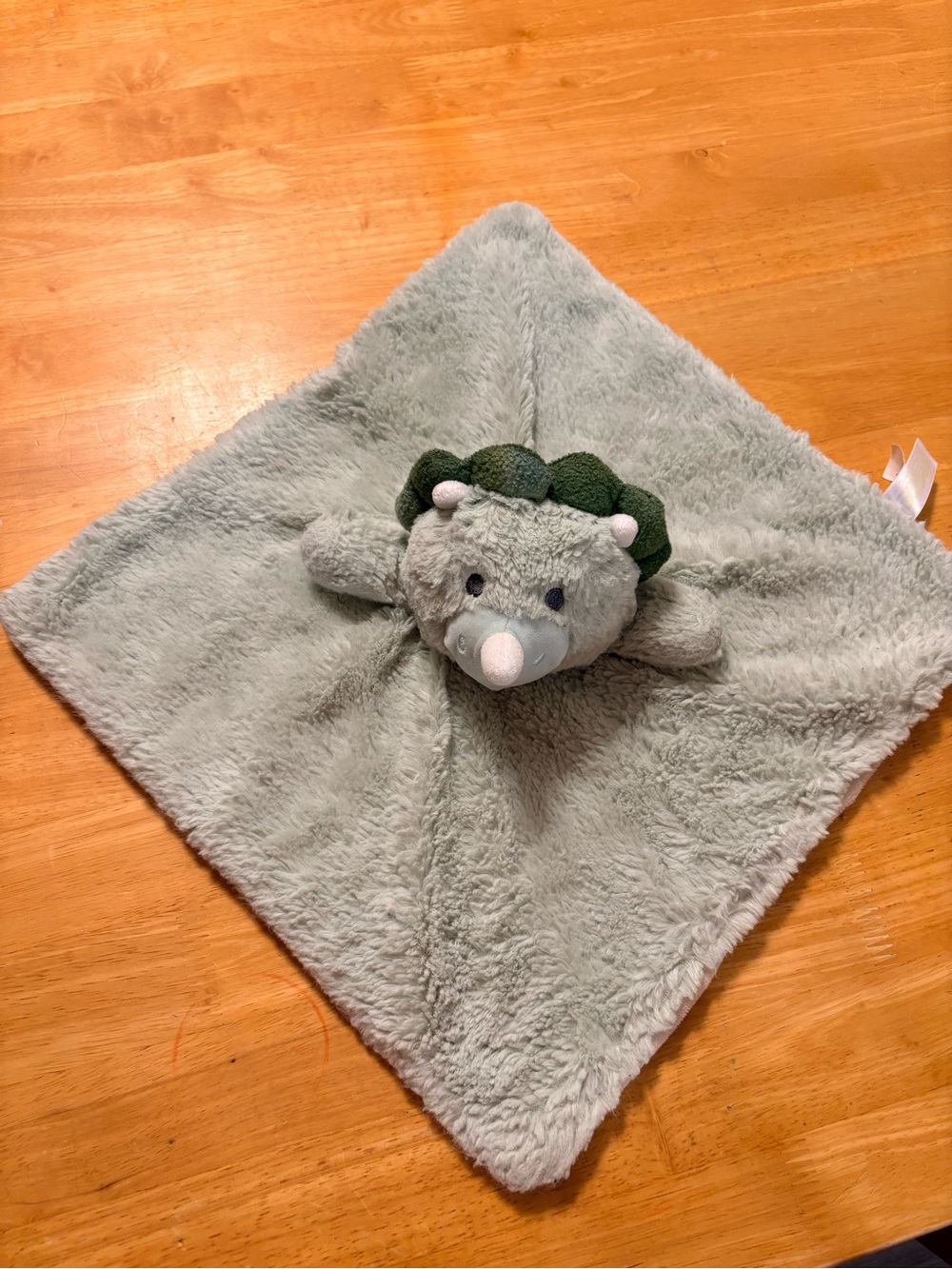 Linzy Toys Green Triceratops Dinosaur Lovey Security Blanket Plush Baby Toy 816